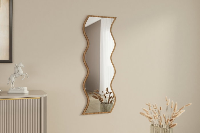 Hanah Home Espejo flotal-e Blanco y Nogal 40x120x2.2 cm